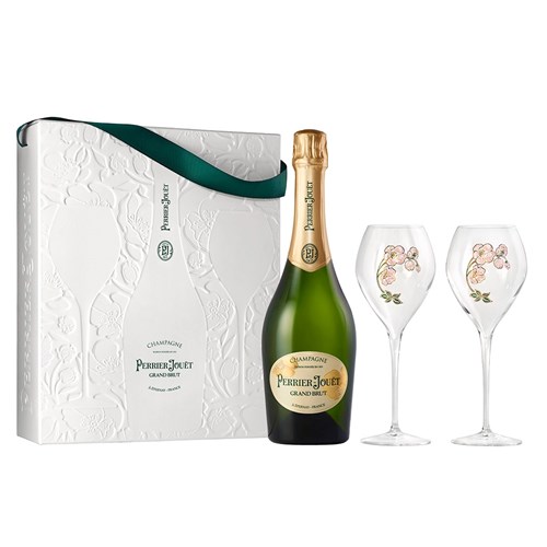 Perrier Jouet Grand Brut Champagne and Branded Flute Gift Box